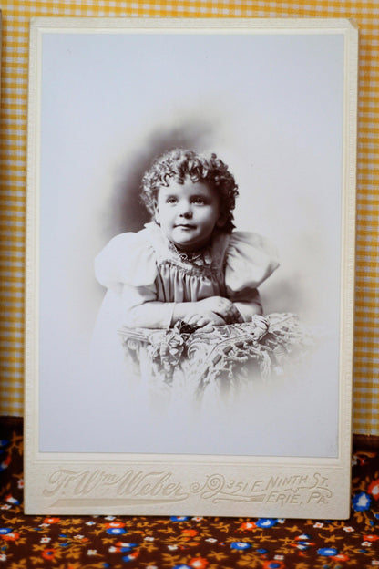 Lot of 4 Vintage Cabinet Cards featuring a Little Victorian era Girl - Curio Memento