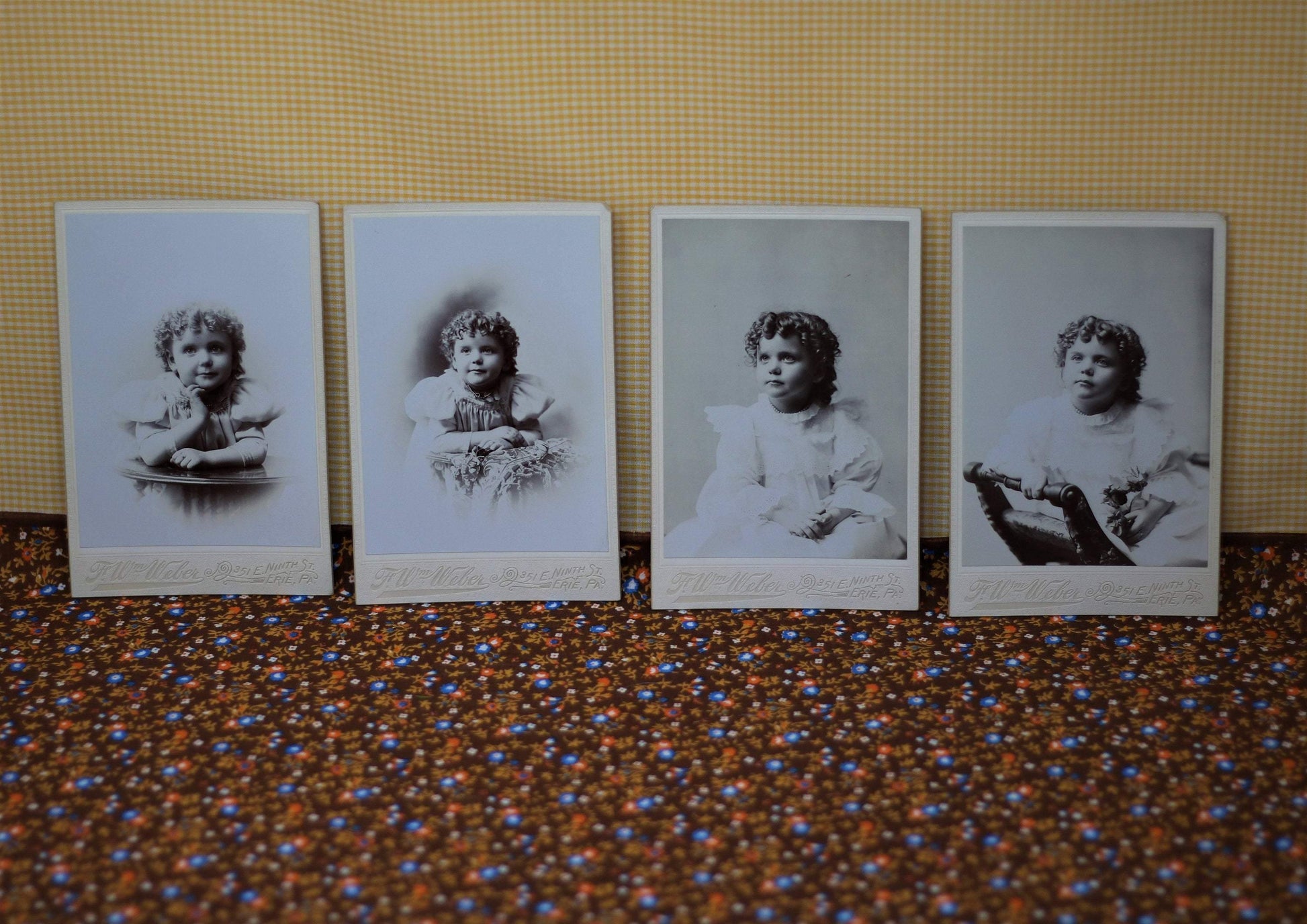 Lot of 4 Vintage Cabinet Cards featuring a Little Victorian era Girl - Curio Memento