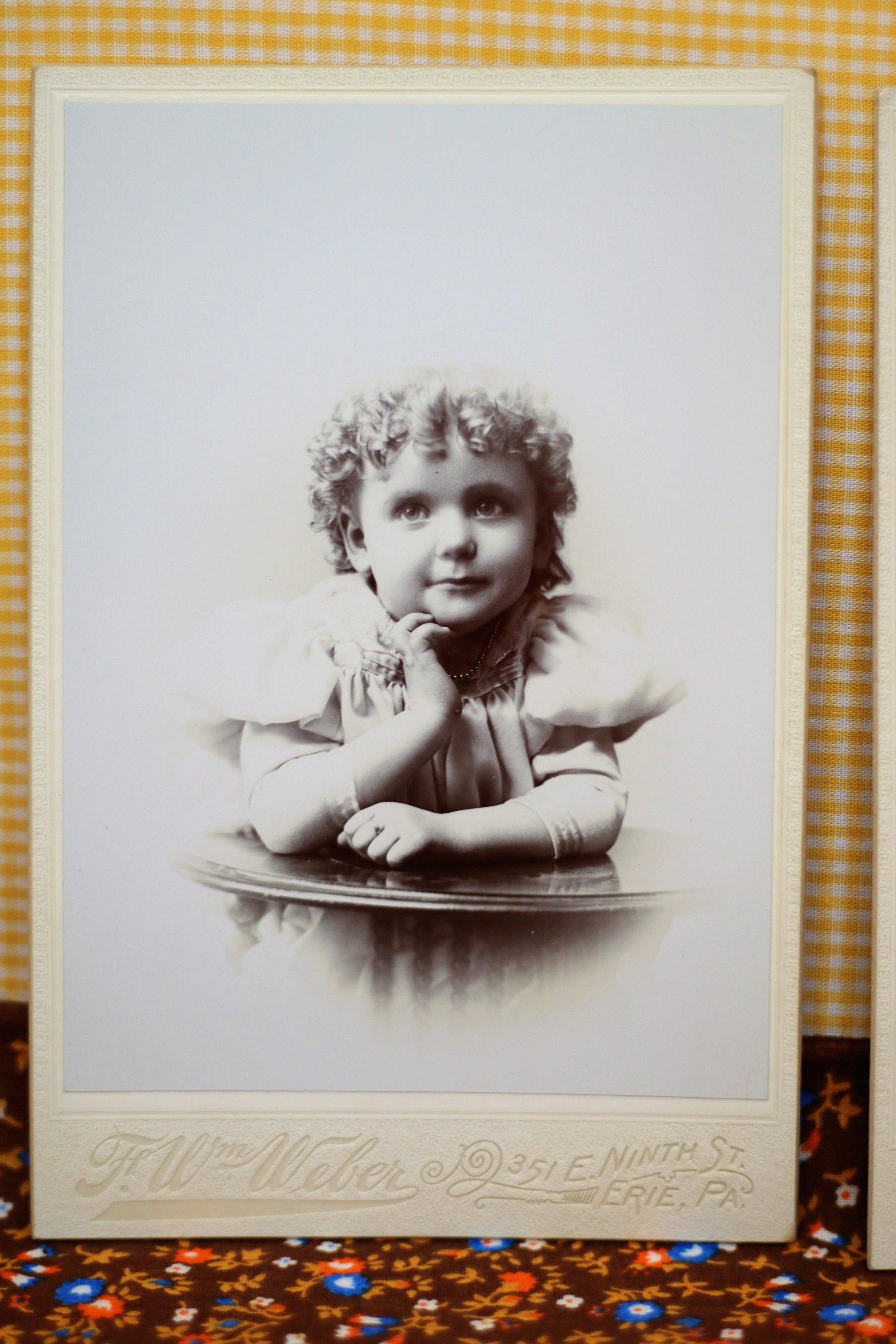 Lot of 4 Vintage Cabinet Cards featuring a Little Victorian era Girl - Curio Memento