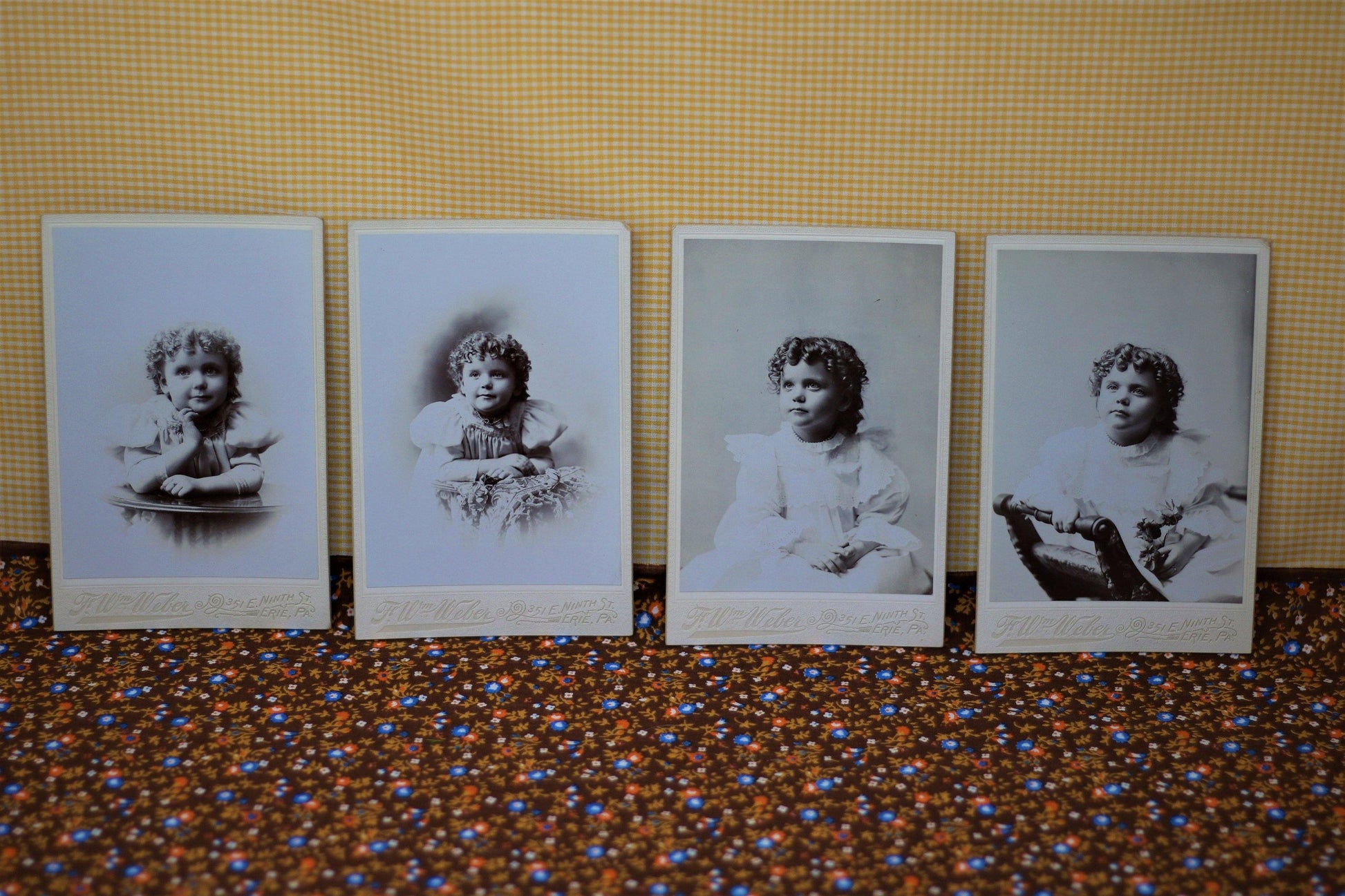 Lot of 4 Vintage Cabinet Cards featuring a Little Victorian era Girl - Curio Memento