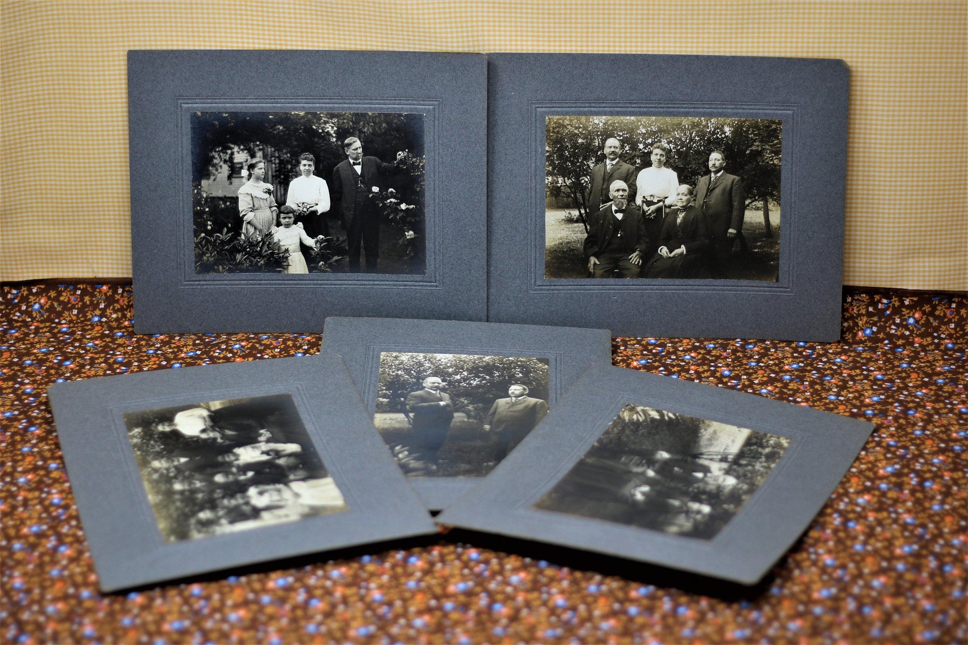 Lot of 5 Large Cabinet Cards Featuring Victorian family - Curio Memento