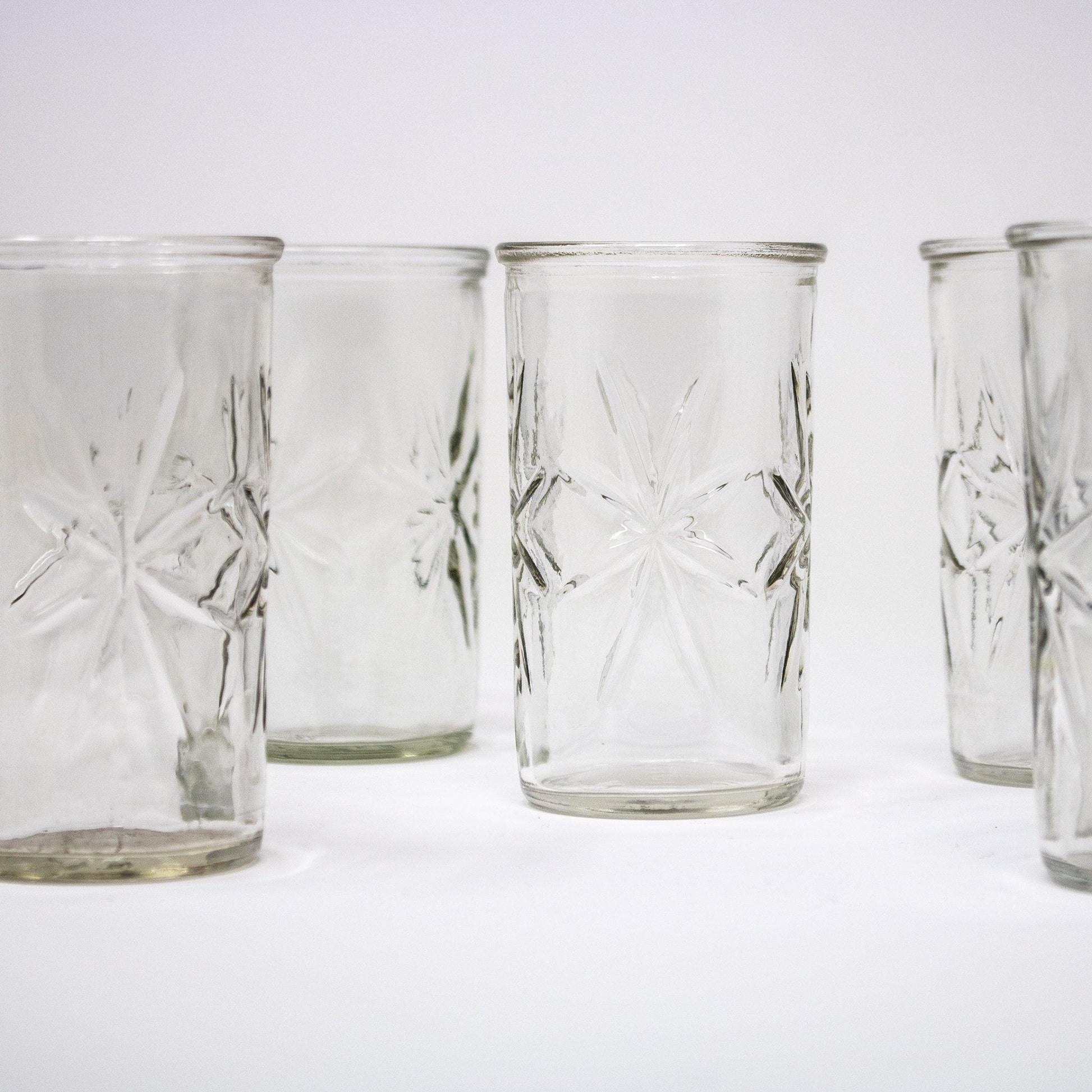 Set of 5 Atomic MCM Starburst Anchor Hocking Glass Juice Tumblers - Curio Memento